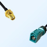 Fakra Z Water Blue Female Waterproof to SMA Bulkhead Female Cable