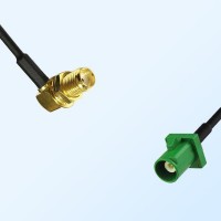 Fakra E 6002 Green Male - SMA Bulkhead Female R/A Cable Assemblies