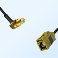 Fakra K 1027 Curry Female - SMA Bulkhead Female R/A Cable Assemblies