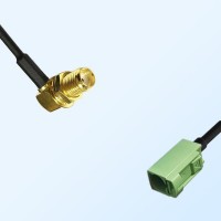 Fakra N 6019 Pastel Green Female SMA Bulkhead Female R/A Cable