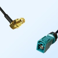 Fakra Z Female Waterproof to SMA Bulkhead Female Right Angle Cable