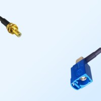 Fakra C 5005 Blue Female R/A - SMB Bulkhead Male Cable Assemblies