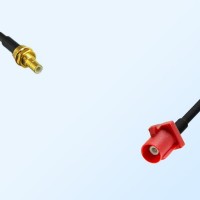 Fakra L 3002 Carmin Red Male - SMB Bulkhead Male Cable Assemblies