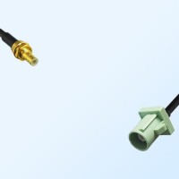 Fakra N 6019 Pastel Green Male - SMB Bulkhead Male Cable Assemblies