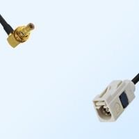 Fakra B 9001 White Female - SMB Bulkhead Male R/A Cable Assemblies