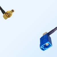 Fakra C 5005 Blue Female R/A - SMB Bulkhead Male R/A Cable Assemblies