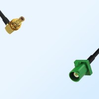 Fakra E 6002 Green Male - SMB Bulkhead Male R/A Cable Assemblies
