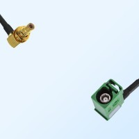 Fakra E 6002 Green Female R/A - SMB Bulkhead Male R/A Cable Assemblies