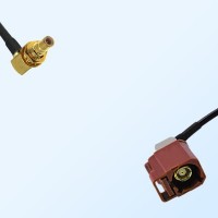 Fakra F 8011 Brown Female R/A - SMB Bulkhead Male R/A Cable Assemblies