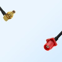 Fakra L 3002 Carmin Red Male - SMB Bulkhead Male R/A Cable Assemblies