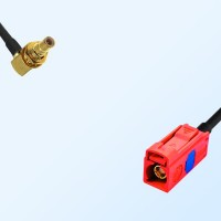 Fakra L 3002 Carmin Red Female SMB Bulkhead Male R/A Cable Assemblies