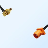 Fakra M 2003 Pastel Orange Male SMB Bulkhead Male R/A Cable Assemblies