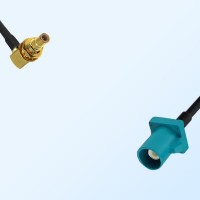 Fakra Z 5021 Water Blue Male - SMB Bulkhead Male R/A Cable Assemblies