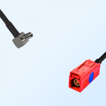 Fakra L 3002 Carmin Red Female - TS9 Male R/A Coaxial Cable Assemblies