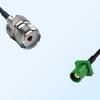 Fakra E 6002 Green Male - UHF Female Coaxial Cable Assemblies