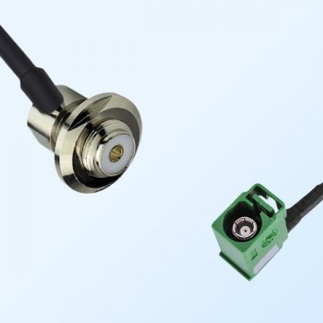 Fakra E 6002 Green Female R/A UHF Bulkhead Female R/A Cable Assemblies