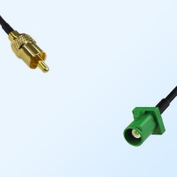 RCA Male - Fakra E 6002 Green Male Coaxial Cable Assemblies
