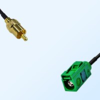 RCA Male - Fakra E 6002 Green Female Coaxial Cable Assemblies