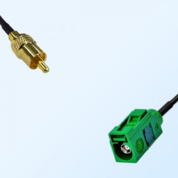 RCA Male - Fakra E 6002 Green Female Coaxial Cable Assemblies