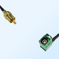 RCA Male - Fakra E 6002 Green Female R/A Coaxial Cable Assemblies