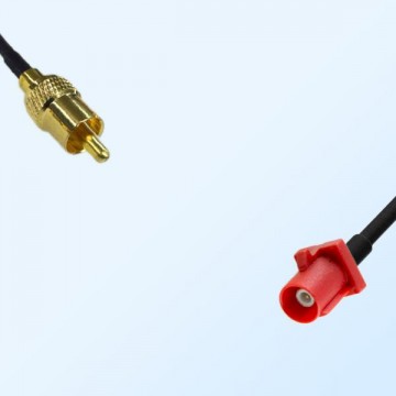 RCA Male - Fakra L 3002 Carmin Red Male Coaxial Cable Assemblies