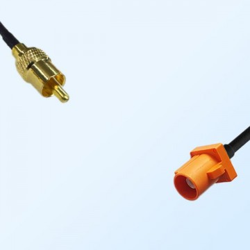 RCA Male - Fakra M 2003 Pastel Orange Male Coaxial Cable Assemblies