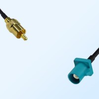 RCA Male - Fakra Z 5021 Water Blue Male Coaxial Cable Assemblies