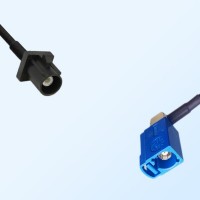 Fakra C 5005 Blue Female R/A Fakra A 9005 Black Male Cable Assemblies