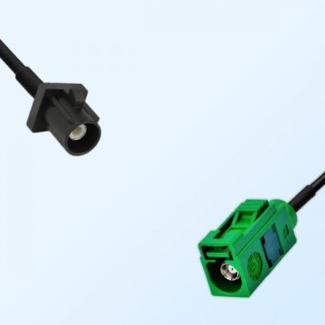 Fakra E 6002 Green Female - Fakra A 9005 Black Male Cable Assemblies