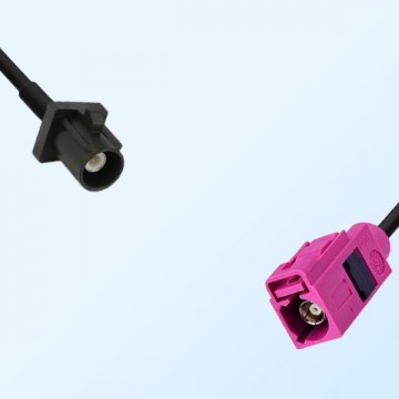 Fakra H 4003 Violet Female - Fakra A 9005 Black Male Cable Assemblies