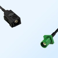 Fakra E 6002 Green Male - Fakra A 9005 Black Female Cable Assemblies
