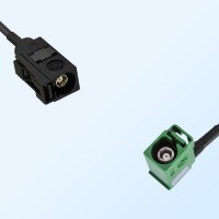 Fakra E 6002 Green Female R/A Fakra A 9005 Black Female Cable Assembly