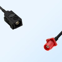 Fakra L 3002 Carmin Red Male Fakra A 9005 Black Female Cable Assembly