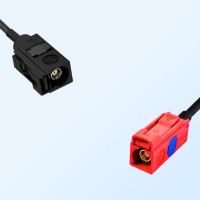 Fakra L 3002 Carmin Red Female Fakra A 9005 Black Female Cable