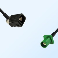 Fakra E 6002 Green Male Fakra A 9005 Black Female R/A Cable Assemblies