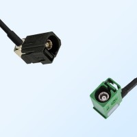 Fakra E 6002 Green Female R/A Fakra A 9005 Black Female R/A Cable