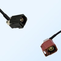 Fakra F 8011 Brown Female R/A Fakra A 9005 Black Female R/A Cable