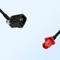 Fakra L 3002 Carmin Red Male Fakra A 9005 Black Female R/A Cable