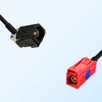 Fakra L 3002 Carmin Red Female Fakra A 9005 Black Female R/A Cable