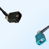 Fakra Z Water Blue Female R/A Fakra A 9005 Black Female R/A Cable