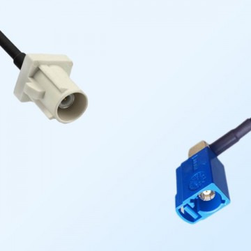Fakra C 5005 Blue Female R/A Fakra B 9001 White Male Cable Assemblies