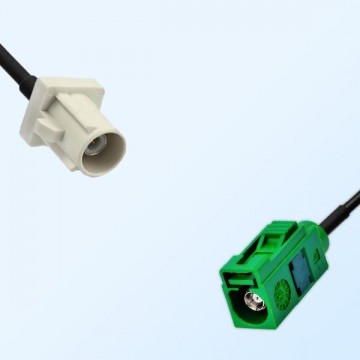 Fakra E 6002 Green Female - Fakra B 9001 White Male Cable Assemblies