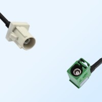 Fakra E 6002 Green Female R/A Fakra B 9001 White Male Cable Assemblies