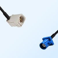 Fakra C 5005 Blue Male Fakra B 9001 White Female R/A Cable Assemblies