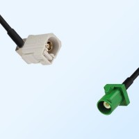 Fakra E 6002 Green Male Fakra B 9001 White Female R/A Cable Assemblies