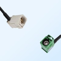 Fakra E 6002 Green Female R/A Fakra B 9001 White Female R/A Cable