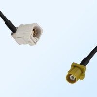 Fakra K 1027 Curry Male Fakra B 9001 White Female R/A Cable Assemblies