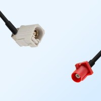 Fakra L 3002 Carmin Red Male Fakra B 9001 White Female R/A Cable