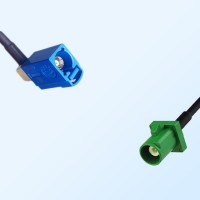 Fakra E 6002 Green Male Fakra C 5005 Blue Female R/A Cable Assemblies