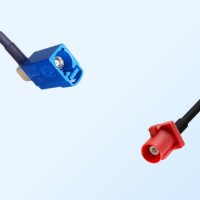 Fakra L 3002 Carmin Red Male Fakra C 5005 Blue Female R/A Cable